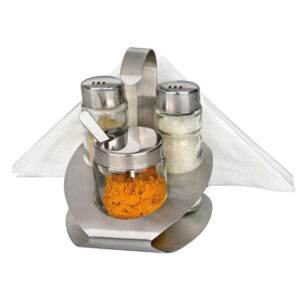 Αλατοπίπερο Σετ 4 Θέσεων Με Inox Βάση Νέο
