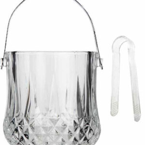 Κουβαδάκι Πάγου Γυάλινο Με Λαβίδα