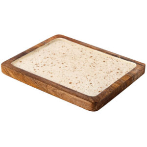 Ξύλινη Πιατέλα 20x6cm Λευκή με Χρυσά Σχέδια (Gold Spots)