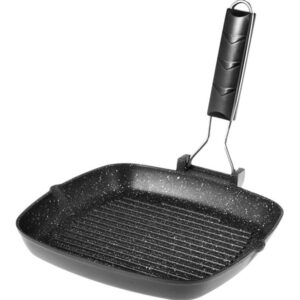 Αντικολλητικό Τηγάνι Grill Αλουμινίου 28x28cm Induction με Σπαστή Λαβή