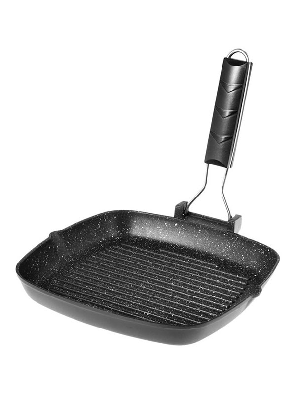 Αντικολλητικό Τηγάνι Grill Αλουμινίου 28x28cm Induction με Σπαστή Λαβή