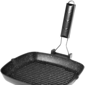 Αντικολλητικό Τηγάνι Grill Αλουμινίου 28x28cm Induction με Σπαστή Λαβή