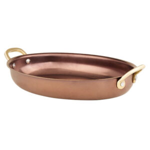 Πιατέλα Οβάλ Inox Copper Mat 19x13,5x3,25cm με Μπρούτζινα Χερούλια