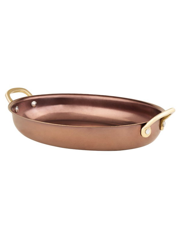 Πιατέλα Οβάλ Inox Copper Mat 19x13,5x3,25cm με Μπρούτζινα Χερούλια