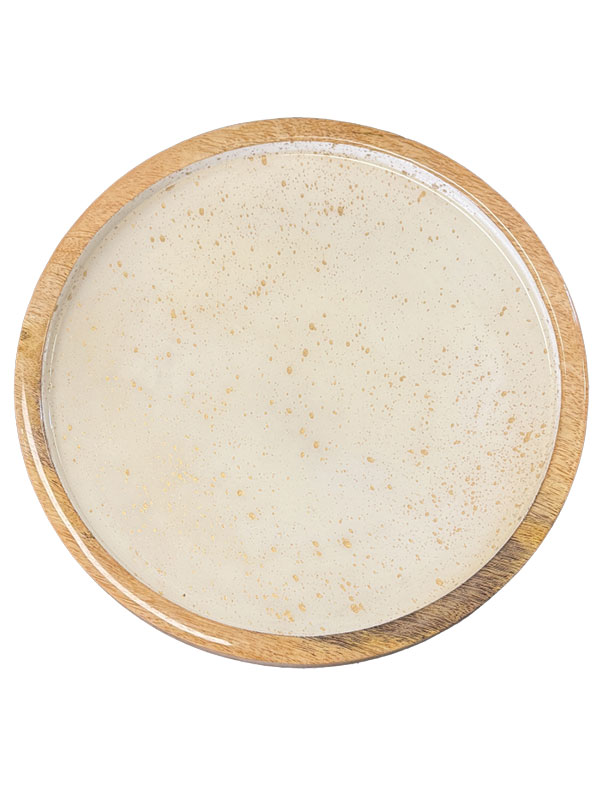 Ξύλινο Πιάτο Κάθετο Λευκό Gold Spots Ø25x2,5cm