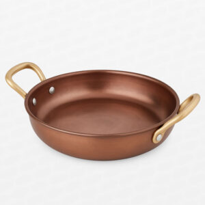 Σαγανάκι Στρογγυλό Inox Copper Mat Ø14x4cm με Μπρούτζινα Χερούλια